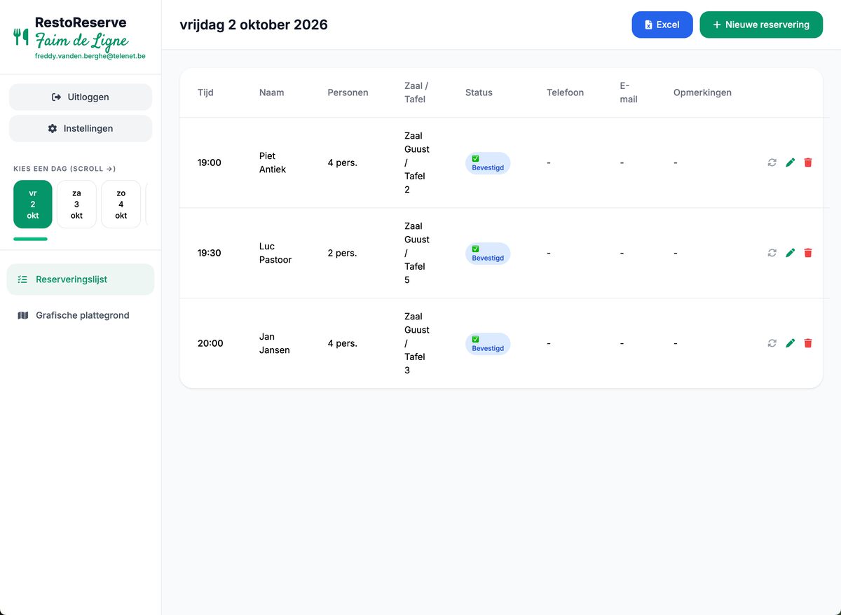 Restaurant Reservatie App - schermweergave 1