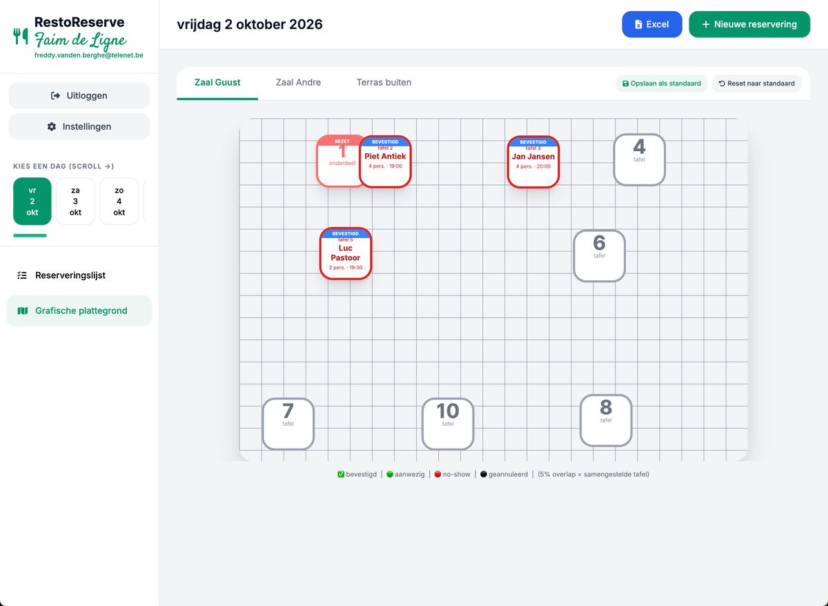 Restaurant Reservatie App - schermweergave 2